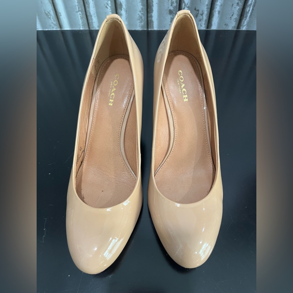 Coach nude patent wedges